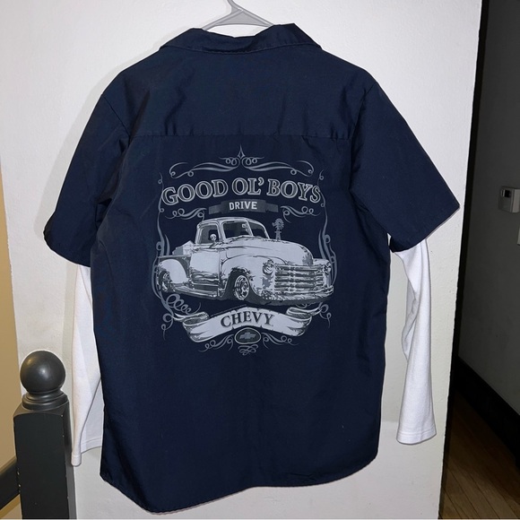 Hybrid Apparel Chevrolet Long Thermal Sleeve Button Up Workshirt Large - Picture 2 of 5